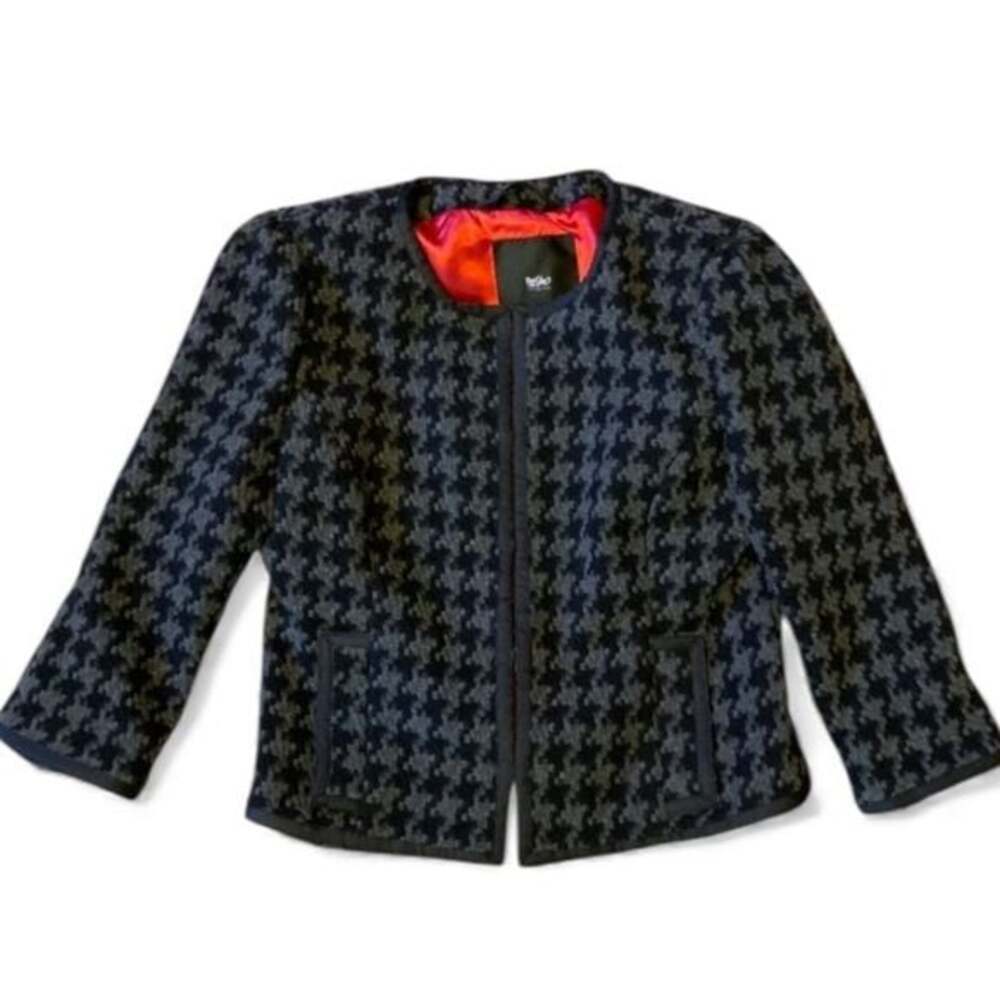 Mossimo Houndstooth Lady Jacket Black Gray Cropped Wool Blend